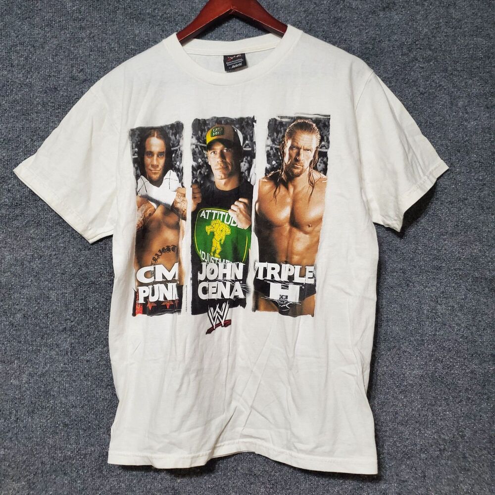 WWE Wrestlers Shirt Youth 18 John Cena CM Punk Tirple H Wrestling 2008 Y2K Logo
